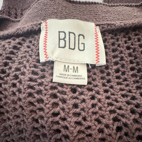URBAN OUTFITTERS BDG Beach Cardigan Dark Brown Sz Medium NWOT V-neck Open Knit - Picture 7 of 12